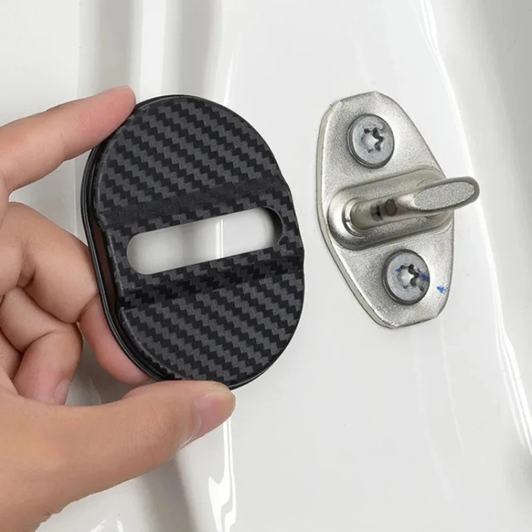 Car Door Lock Protector Plastic Carbon Stopper - 4pcs Set - Image 4