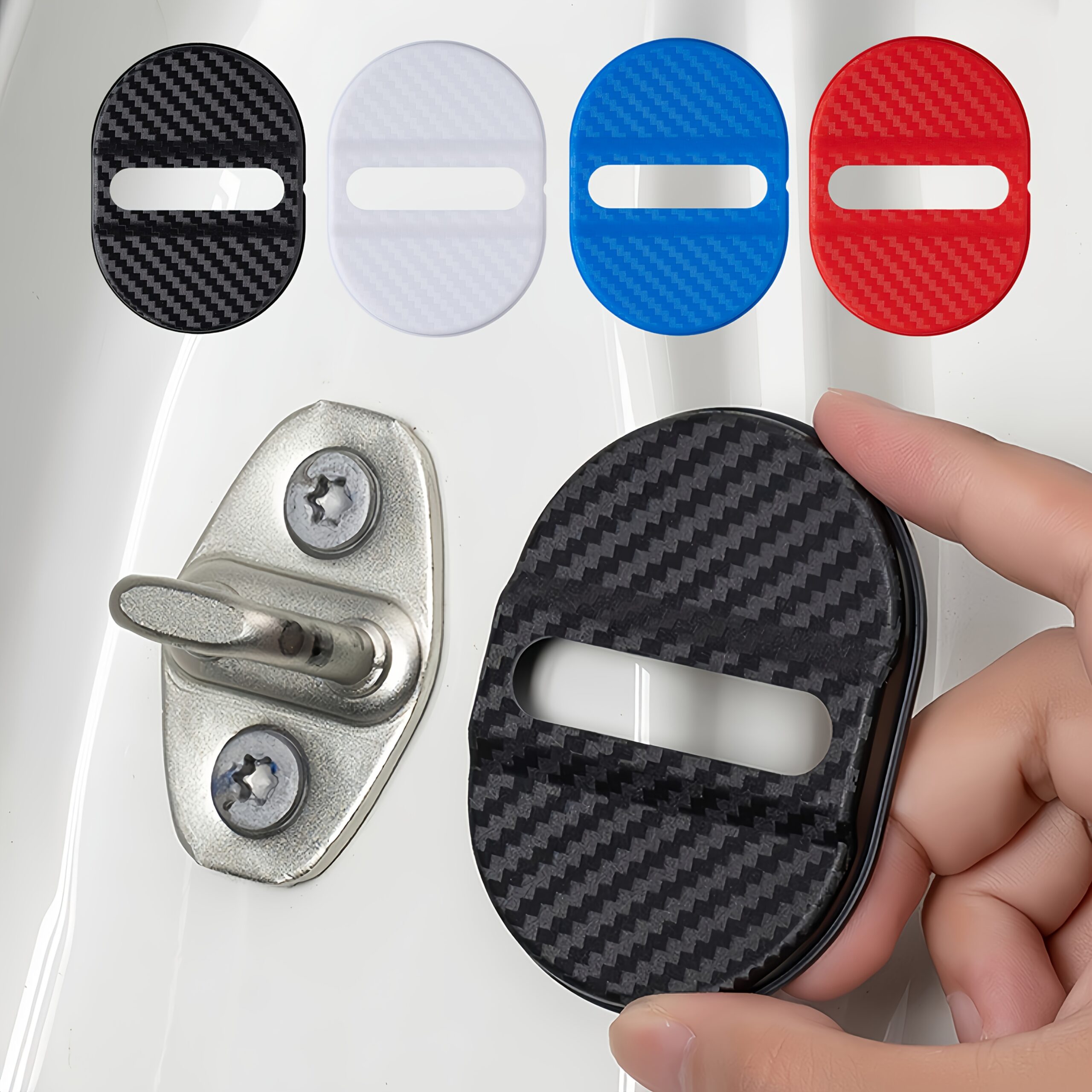 Car Door Lock Protector Plastic Carbon Stopper - 4pcs Set - Image 2
