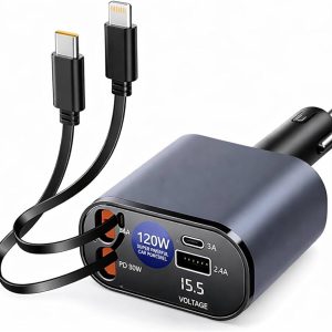 Smart 120w 4 In 1 Design Car Mobile Charger