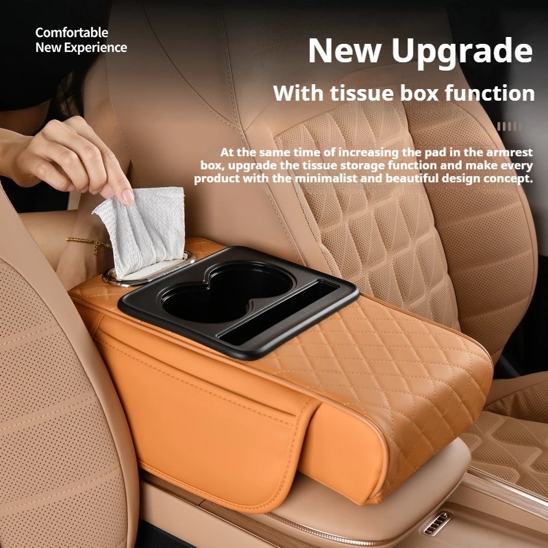 Car Armrest Cup and Phone Holder with Tissue box - Image 3