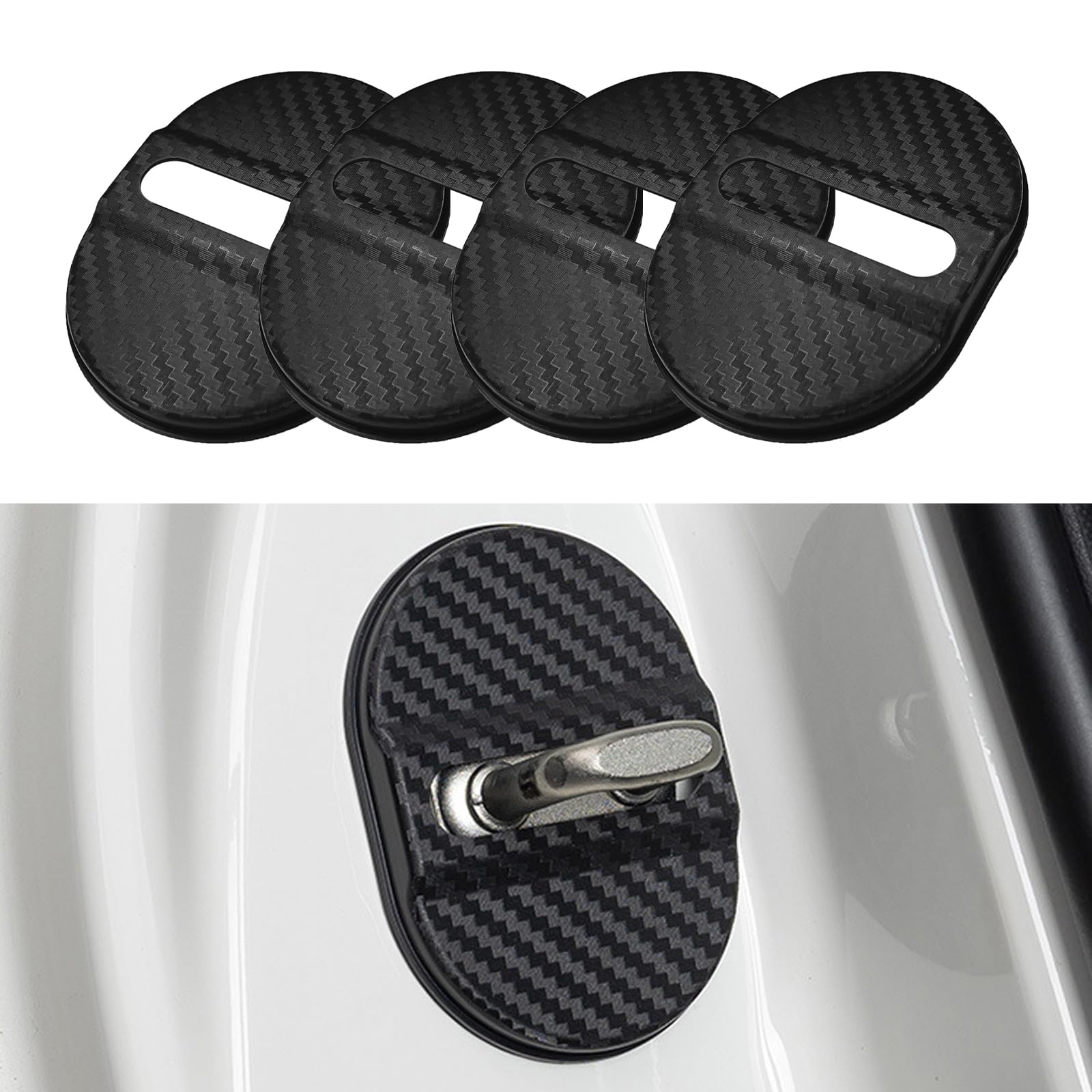 Car Door Lock Protector Plastic Carbon Stopper - 4pcs Set - Image 3