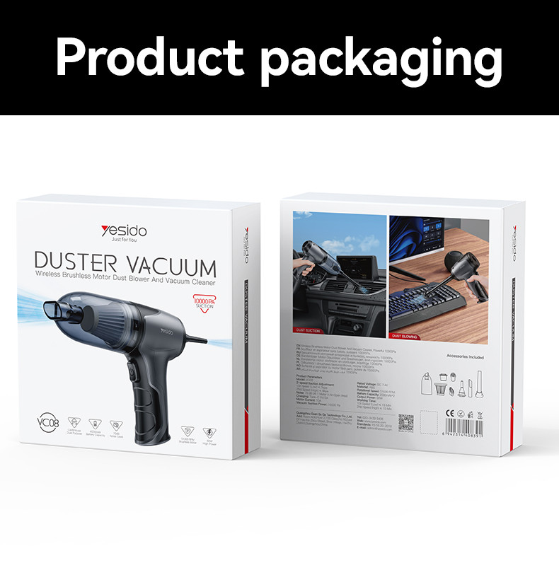 VC08 4000mAh Blowing And Suction 2-in-1 Car Vacuum Cleaner - Image 4