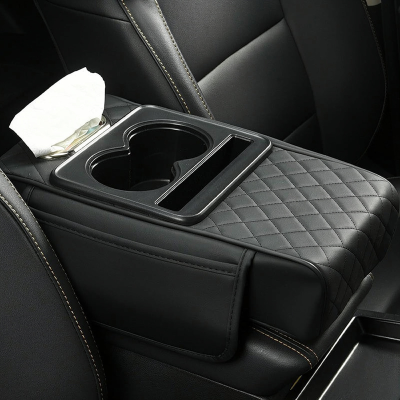 Car Armrest Cup and Phone Holder with Tissue box