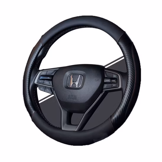 Car Half Carbon Soft Artifitial Leather Universal Steering Wheel Cover