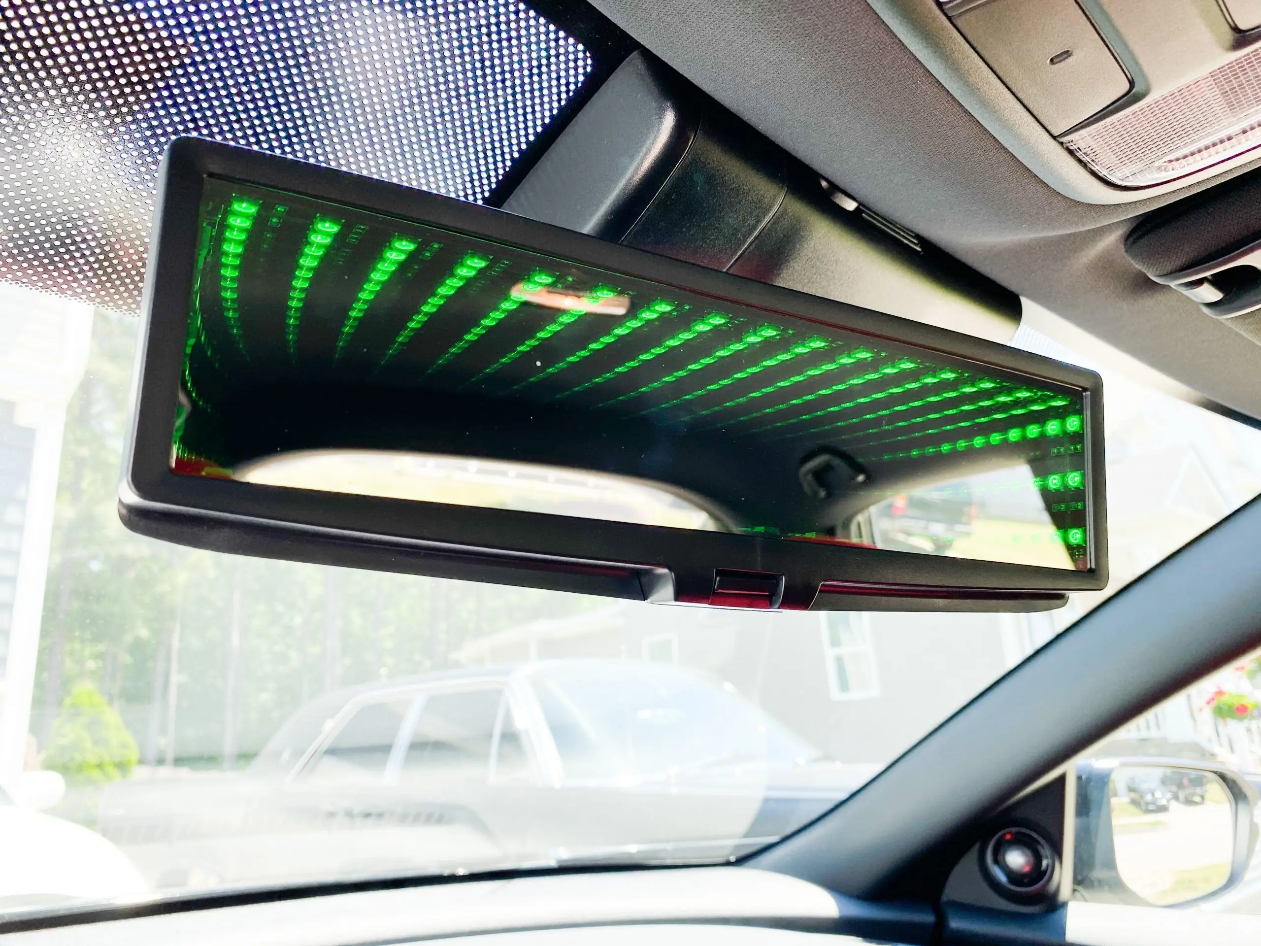 Car Rear View Mirror Clip LED Carbon Film Frame