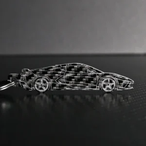 Carbon Car Shape Metal Keyring