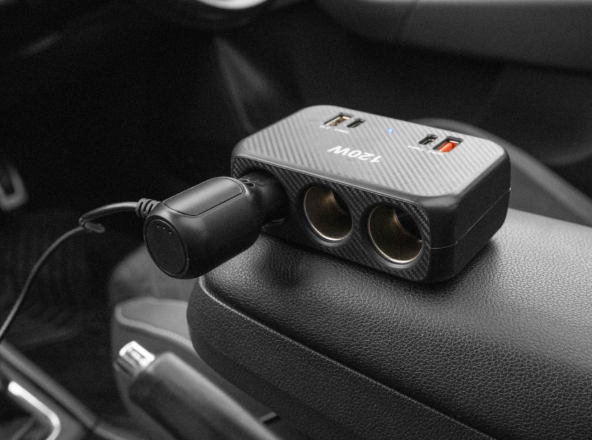Three Socket with 2 USB Ports Charger