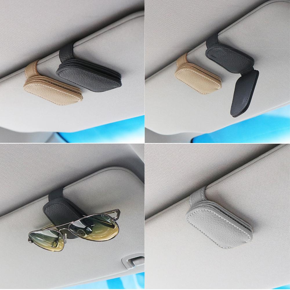1Pcs Luxury Multi-Functional Car Glasses Holder Leather - Image 2