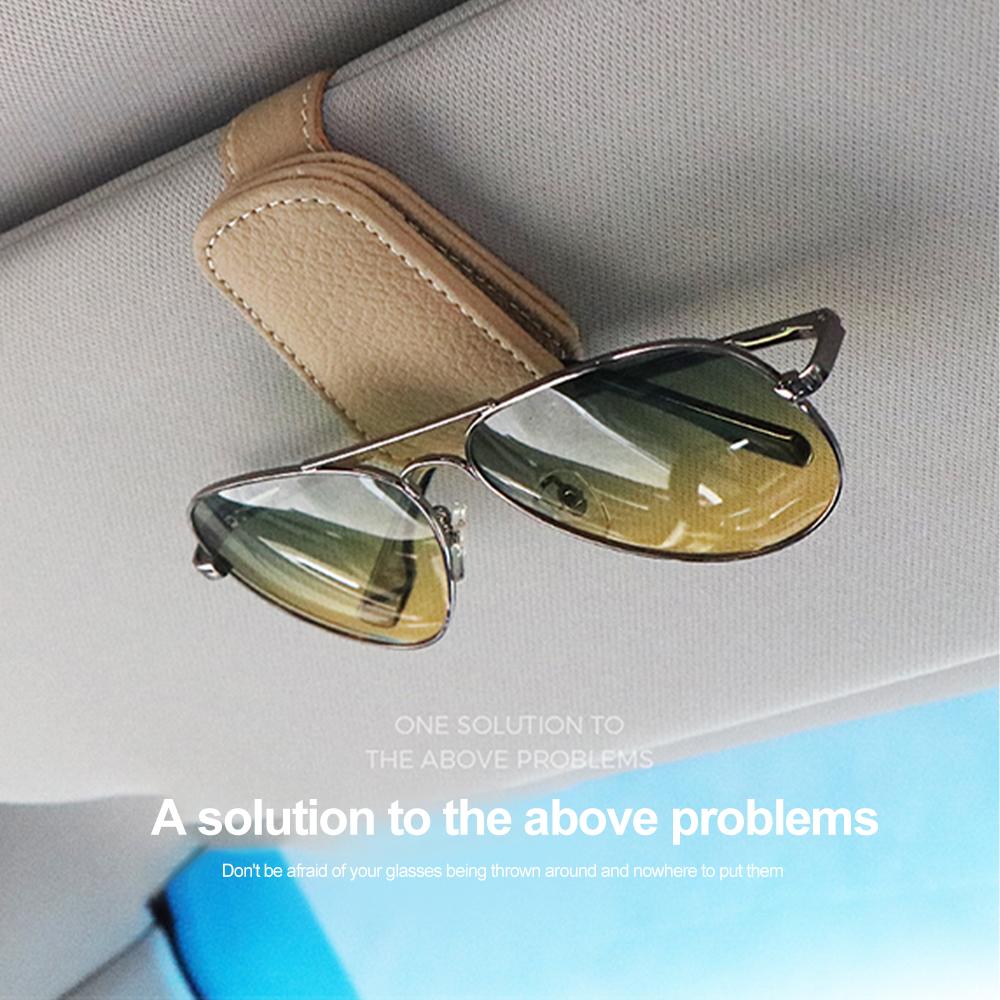 1Pcs Luxury Multi-Functional Car Glasses Holder Leather