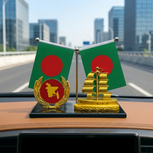 Car Dashboard Boat Showpiece With Bangladesh Flag & Map