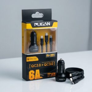 Car USB Fast Charger Pugan 3 in 1 36W